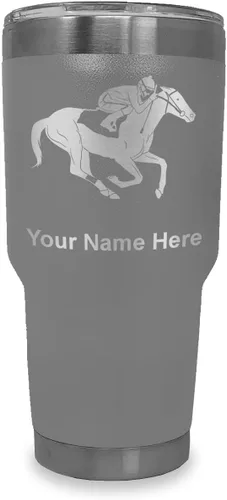 Vista 37 de LaserGram Vaso aislado al vacío de 20 onzas, carreras de caballos, grabado personalizado incluido (negro)