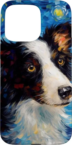 Vista 28 de iPhone 16 Border Collie Starry Night Van Gogh Border Collie Case