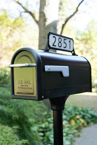 Vista 8 de Architectural Mailboxes 3460B Manhattan - Placa de dirección pequeña, color negro High-visibility, 2-sided in rust-proof plastic with UV-resistant