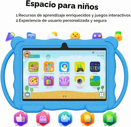 Vista 2 de Tableta para Niños de 7 Pulgadas Android 14.0 para Niños Pequeños, 4GB RAM 32GB ROM Bluetooth Pantalla IPS Google Play YouTube Control Parental