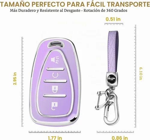 Vista 5 de FT FUNTOR - Funda para llavero Chevy con 4 botones Plateado/Púrpura