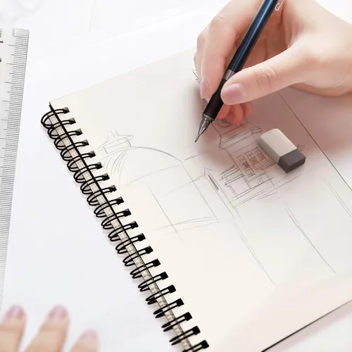Vista 5 de DSTELIN Paquete de 2 cuadernos de bocetos encuadernados en espiral (papel de dibujo de 3.53 oz/m²), 50 hojas por paquete, cuaderno de bocetos de 7.5