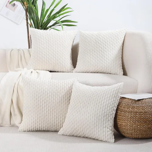 Vista 7 de VAKADO - Juego de 4 fundas de almohada decorativas negras de 16 x 16 pulgadas para sofá, pana neutra, decoración rústica de estilo granja para sala