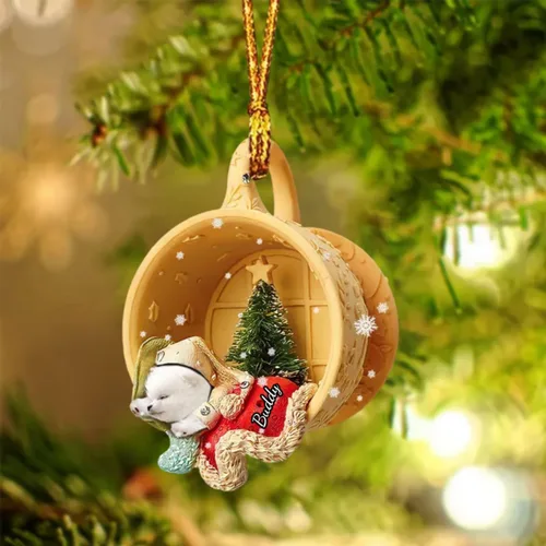 Vista 15 de Adornos de acrílico de encargo de la Navidad del nombre del perro, forma 2D personalizada para los amantes del perro Bulldog