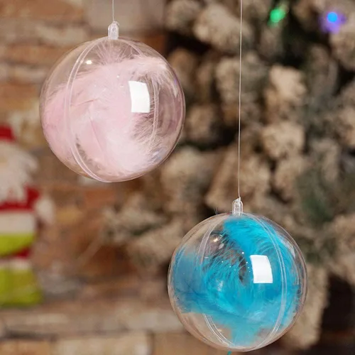 Vista 5 de Barelove Esferas transparentes rellenables, 10 bolas transparentes para manualidades, esferas decorativas colgantes de plástico para decoración