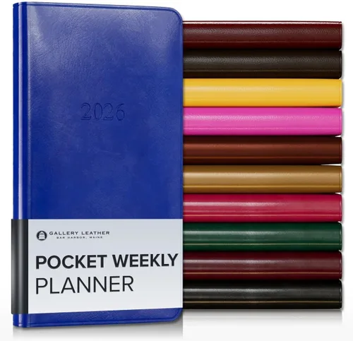Vista 177 de Gallery Leather Planificador Semanal y Mensual Grande 2025-2026, Calendario Planificador y Cuaderno Elegantemente Encuadernado con Elegantes Bordes