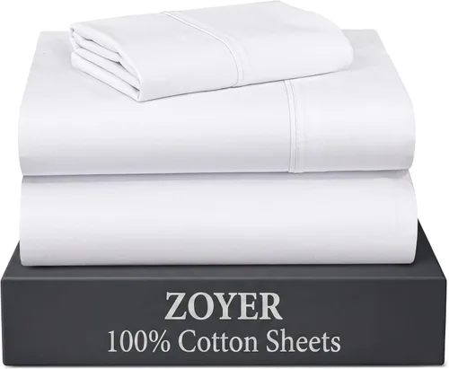 Vista 27 de ZOYER Sábanas de 100 % algodón percal tamaño individual, refrescantes y transpirables, duraderas, con una sensación nítida, suave y cómoda, bolsillo