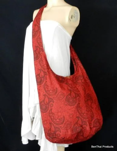 Vista 2 de BTP - Bolso bandolera de algodón tailandés con estampado de cachemira