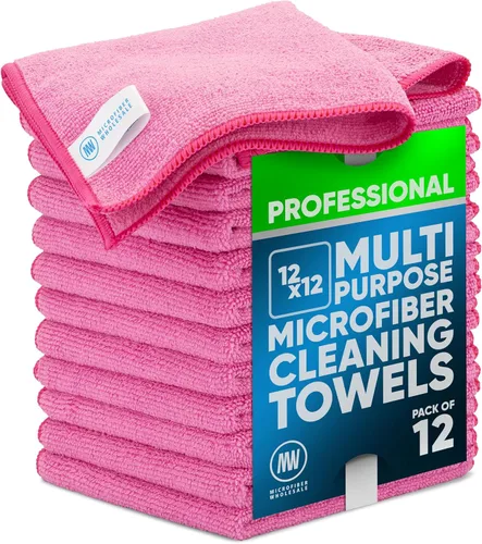 Vista 11 de Paños de limpieza de microfibra Pro multisuperficie de 12 x 12 pulgadas Negro - Paquete de 12 Toallas de microfibra premium para limpiar vidrio