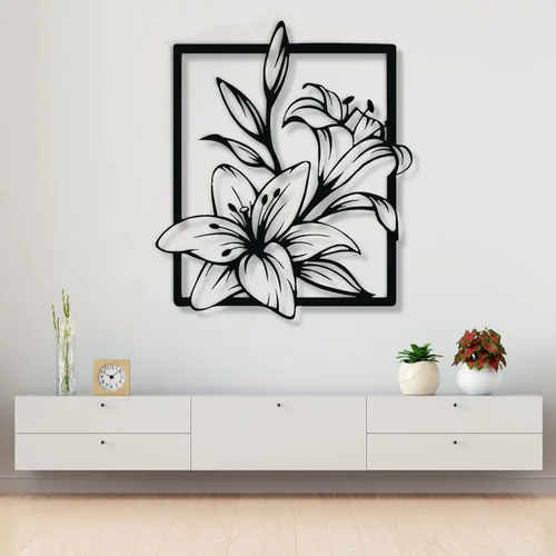 Vista 2 de Fayholy Decoración de pared de flores de metal, arte de pared de metal, letrero floral, decoración de pared de metal, decoración de lirio