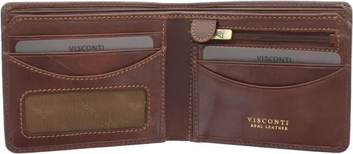 Vista 2 de Toscana Collection Francesca Cartera de piel con protección RFID TSC46, Beige Bronceado, Billetera para dinero en efectivo y monedas