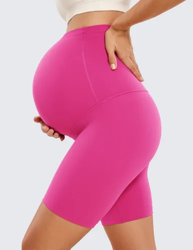 Vista 4 de CRZ YOGA Butterluxe - Pantalones cortos de yoga de maternidad sobre el vientre de 6 pulgadas, pantalones cortos de ciclismo atléticos