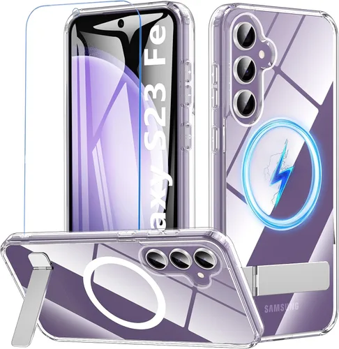 Vista 27 de OWKEY Funda magnética para Samsung Galaxy A15 5G con protector de pantalla y soporte, funda magnética para protección de grado militar Magsafe a