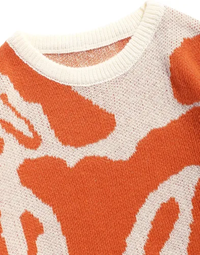 Vista 58 de ZAFUL Y2K - Suéter casual con estampado de llama estética para hombre, suéter de punto holgado, manga larga, cuello redondo
