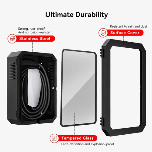 Vista 14 de YONZEE Caja de estación de carga de pared para Tesla Model Y Juniper 3 S X, funda protectora de cubierta de carga de vehículo eléctrico