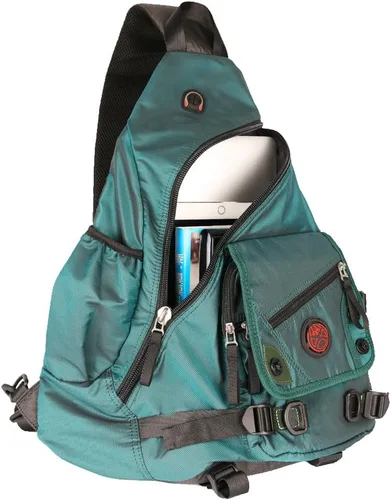 Vista 14 de bolso bandolera grande, mochila para portátil, bolso de mensajero cruzado, mochila de viaje para el hombro (A-Negro)