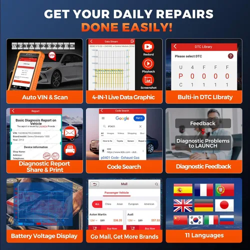 Vista 6 de LAUNCH Creader Elite para escáner Land Rover Jaguar OBD2, herramienta de diagnóstico de sistema completo, herramienta de escaneo bidireccional