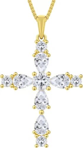 Vista 94 de YL Collar de cruz de plata de ley 925 con colgante de piedra natal religiosa para mujer