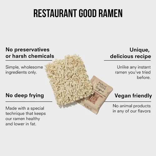 Vista 4 de Public Goods Fideos Ramen Ramen instantáneo vegano y vegetariano sin caldo Fideos asiáticos saludables y ricos en proteínas Sin conservantes