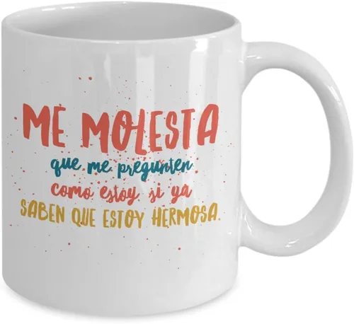 Vista 2 de Taza de Café Me Molesta Vaso, taza de divertidas, tazas personalizadas, taza de café inspiradoras, taza con mensajes positivos. Blanco