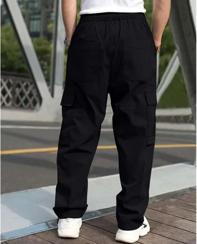 Vista 4 de Lexiart Pantalones cargo de senderismo para hombre, con cordón, pantalones deportivos de trabajo, ajuste holgado, pantalones de senderismo