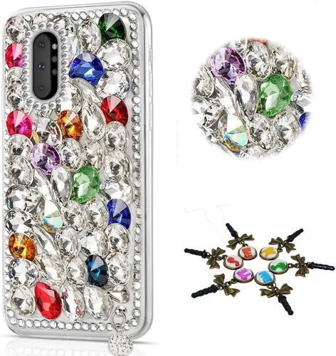 Vista 7 de Sparkle - Funda compatible con Samsung Galaxy A14 5G, elegante, hecha a mano en 3D, diseño de diamantes de imitación de camelia con diamantes