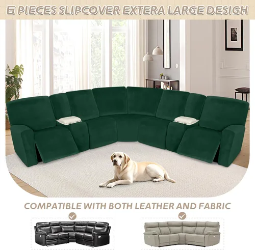 Vista 453 de Arfntevss Fundas de sofá seccional reclinable de terciopelo, Funda de sofá seccional de esquina para sofá reclinable, Funda elástica suave
