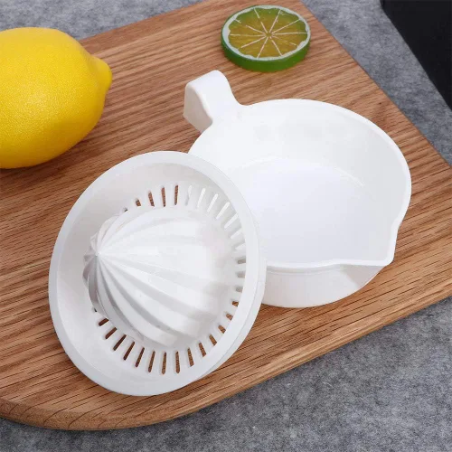 Vista 9 de Exprimidor de cítricos y naranja, mini exprimidor manual de plástico de doble capa de cítricos naranja limón fruta exprimidor manual con mango