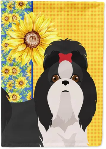 Vista 17 de Caroline's Treasures WDK5313GF Bandera de jardín con diseño de girasoles de verano, color negro y tostado, Airedale Terrier para buzón, bandera