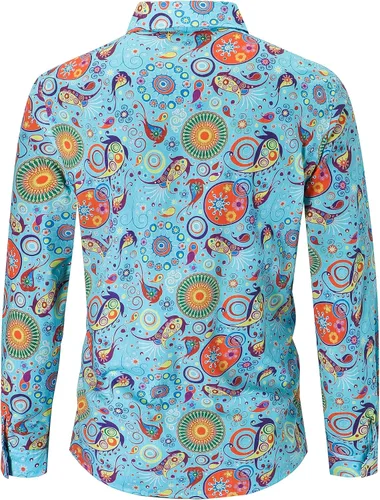 Vista 2 de Emaor - Camisa de manga larga y manga corta para hombre diseño floral