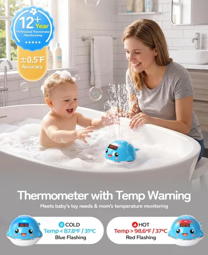 Vista 2 de Pircaath Juguete de aspersor de baño iluminado para bebé de 0 a 36 meses