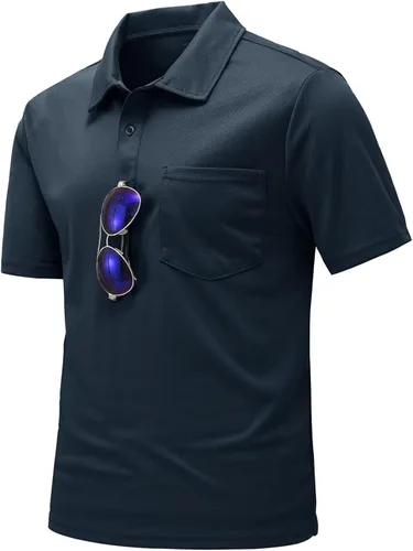 Vista 2 de YSENTO Polo para hombre, de manga corta, con cuello y bolsillo