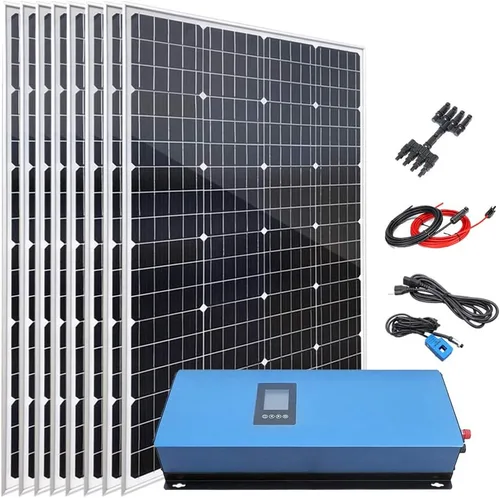 Vista 11 de Kit de sistema solar para el hogar de 480 W con 4 paneles solares monocristalinos de 120 W y 1000 W MPPT Solar Grid Tie Power Inverter