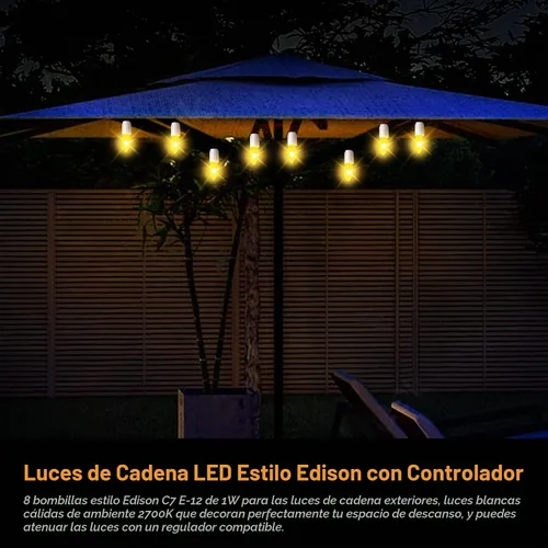 Vista 3 de Guirnalda de luces LED para toldo y paraguas, impermeable