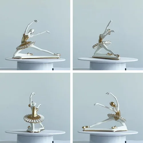 Vista 2 de HAUCOZE Estatua de bailarina de bailarina, escultura de yoga, decoración moderna del hogar, regalo para sala de estar, oficina, poliresina de 8.3