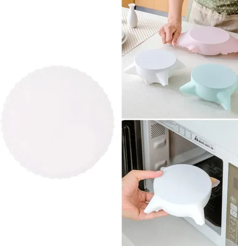 Vista 8 de Tapas de silicona para ollas de silicona para película de alimentos, tapa de sellado elástica blanca de silicona