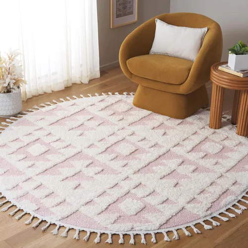 Vista 21 de SAFAVIEH Alfombra marroquí con borlas, 2 x 3 pies, marfil y marrón, no desprende pelusa y fácil de limpiar, textura alta y baja, ideal