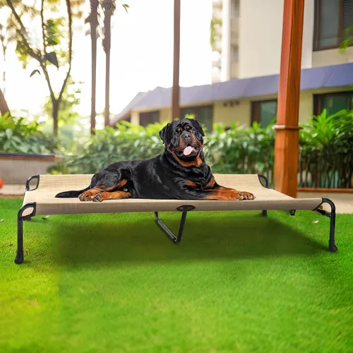Vista 6 de Veehoo Cama elevada para perros, catres elevados para perros grandes, cama impermeable para perros al aire libre, hamaca para mascotas