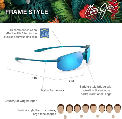 Vista 17 de Maui Jim Gafas de sol rectangulares Hookipa