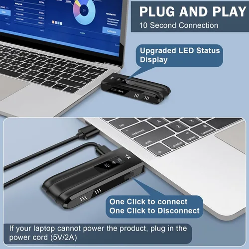 Vista 10 de Beyn - Transmisor y receptor HDMI inalámbrico, pantalla LED mejorada 2026, decodificación 4K y salida de 1080P, extensor HDMI inalámbrico Plug and