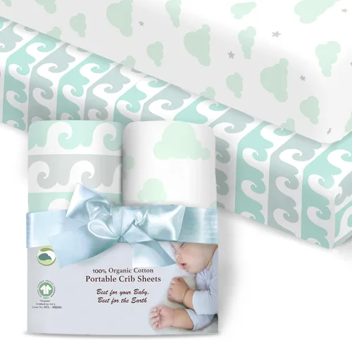 Vista 17 de Sábanas bajeras 100% de algodón orgánico perfectamente compatibles con Graco Pack n Play, Babyletto, Pamo Babe, Hiccapop, Dream on Me, Evenflo, Baby