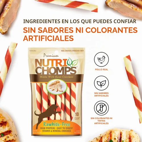 Vista 5 de NutriChomps - Golosinas masticables para perros de 5 pulgadas, fáciles de digerir, sin piel cruda, sabor a mantequilla de maní real y sabor real