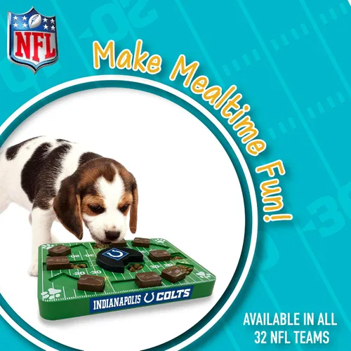 Vista 2 de Pets First NFL Indianapolis Colts Rompecabezas interactivo para perros - Juego de rompecabezas y premios para perros (Paquete de 2)
