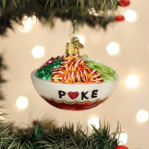 Vista 5 de Old World Christmas Poke Bowl - Adorno de vidrio soplado para árbol de Navidad, decoración navideña artesanal, colección de alimentos