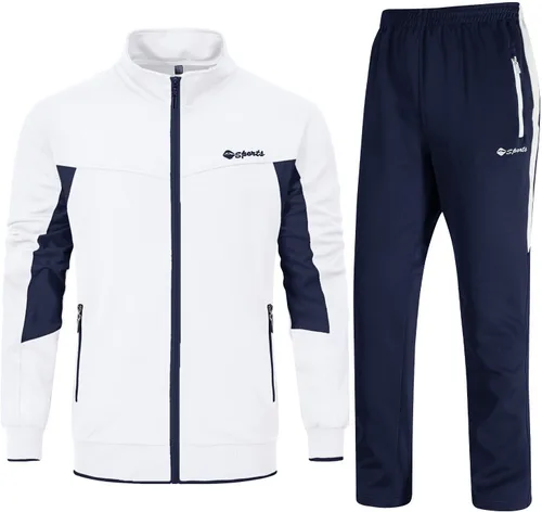 Vista 15 de Rdruko Conjunto Deportivo de 2 Piezas para Hombre, Traje Deportivo con Cremallera Completa, Sudaderas Deportivas para Gimnasio, Ropa Deportiva Gris
