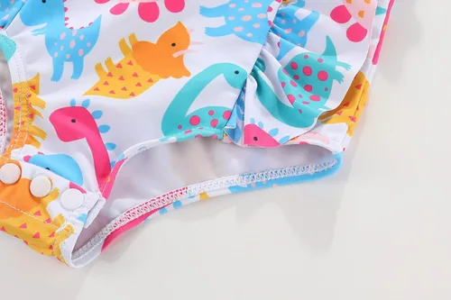 Vista 6 de Amberetech Traje de baño de una pieza para niñas con volantes, sin mangas, bikini para la playa