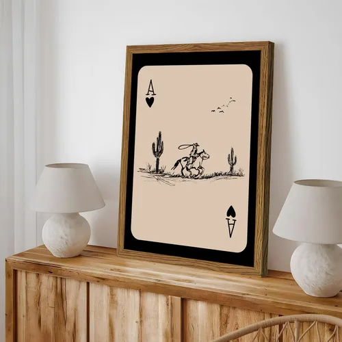 Vista 5 de Arte de pared de vaquero occidental, pintura vintage del suroeste de pared, impresiones en lienzo de cartas de juego occidentales, ilustraciones