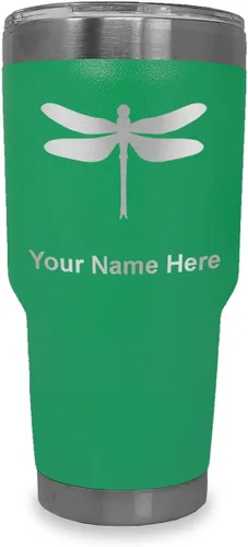 Vista 27 de LaserGram Vaso aislado al vacío de 20 onzas, libélula, grabado personalizado incluido (negro)