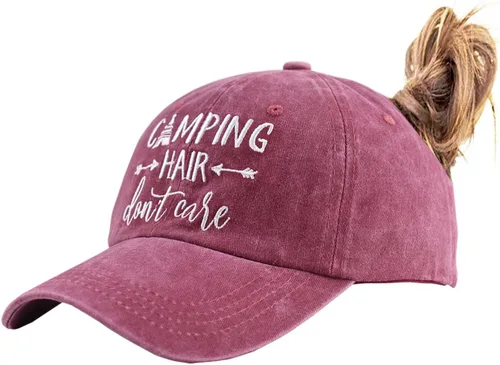 Vista 8 de Gorra de béisbol para mujer, diseño vintage lavado con texto en inglés "Don't Care" Negro