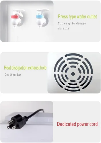 Vista 7 de Dispensador de agua para botella de 5 galones, dispensador de agua de carga superior fría y caliente, enfriador independiente con cierre